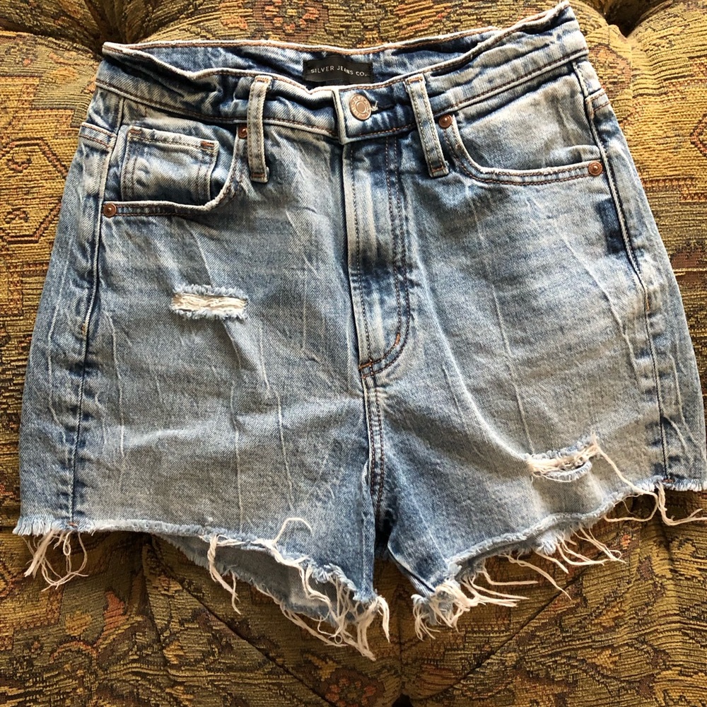 Silver Jeans Co. High-Rise Cut-Off Denim Shorts Light Wash Size 25